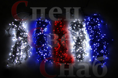 Гирлянда на деревья "спайдер 5х20м". Триколор. Белый, Синий, Красный. Мерцание 